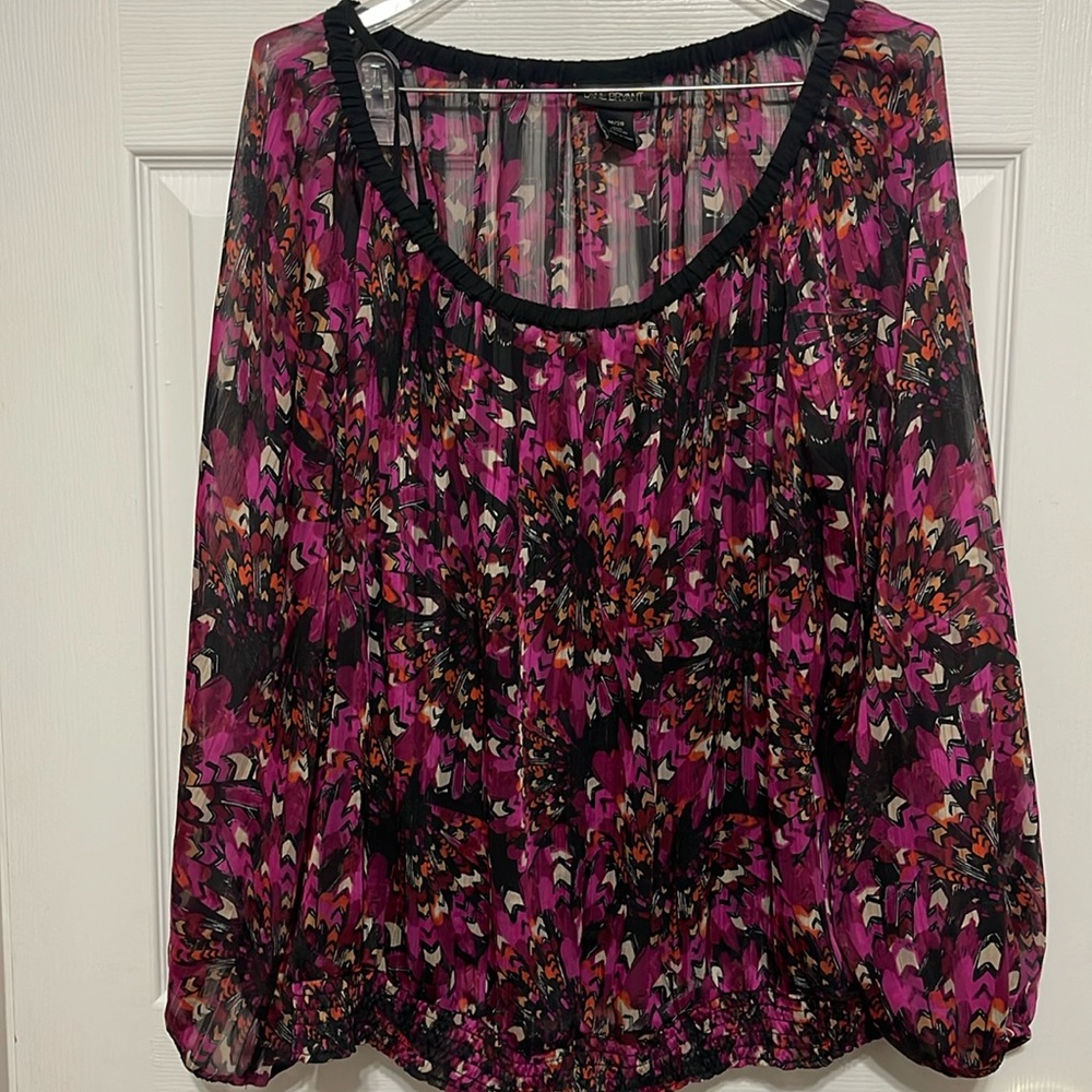 Lane Bryant; size 18/20; shear full sleeve shear blouse with black camisole